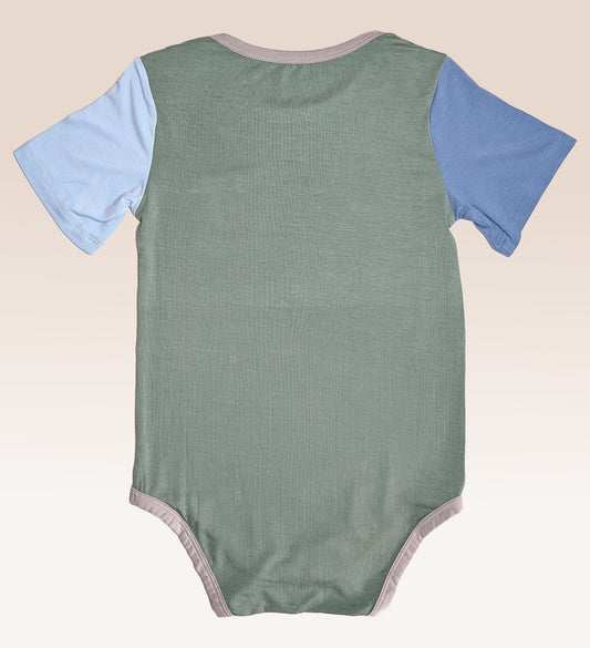 Colourblock Bamboo Onesie (Army Green)