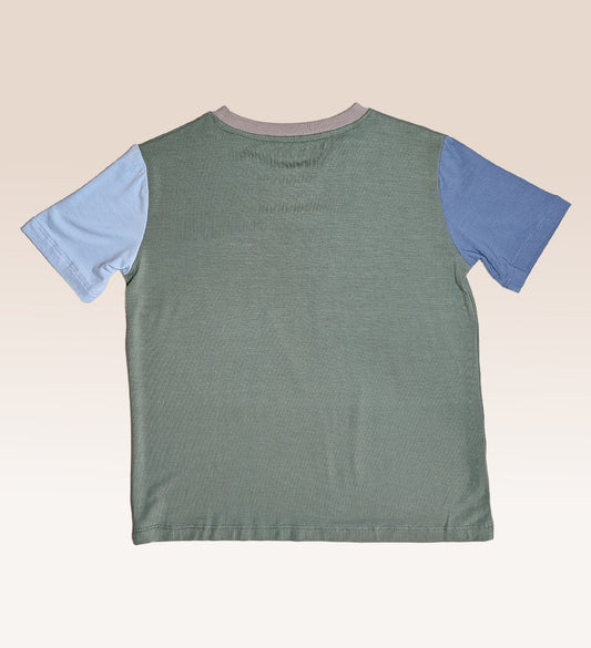 Colourblock Bamboo Pocket Tee (Army Green)