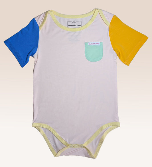 Colourblock Bamboo Onesie (Pink)