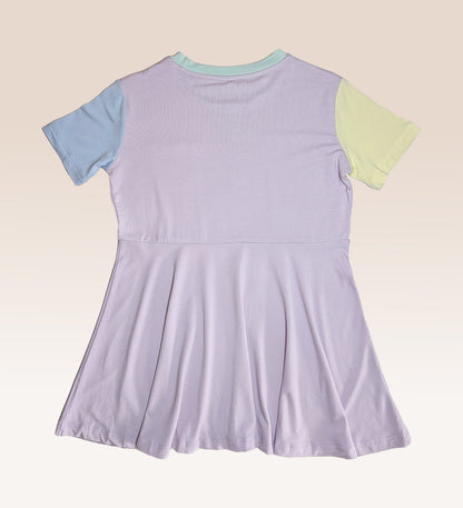 Colourblock Bamboo Twirl Dress (Purple)
