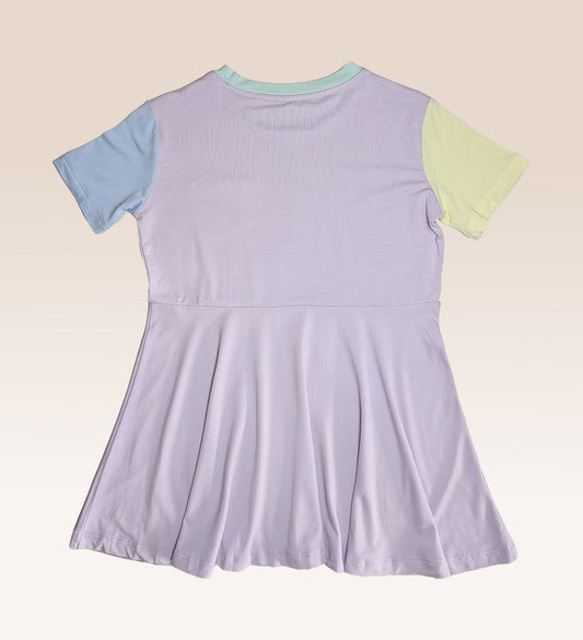 Colourblock Bamboo Twirl Dress (Purple)