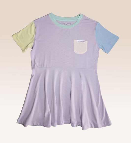 Colourblock Bamboo Twirl Dress (Purple)