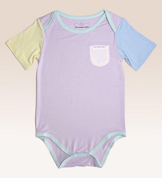 Colourblock Bamboo Onesie (Purple)